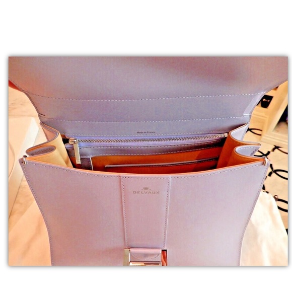 New $8,500 Delvaux Brilliant MM Box Calf Leather Rare Lilac Color Handbag - Picture 9 of 16